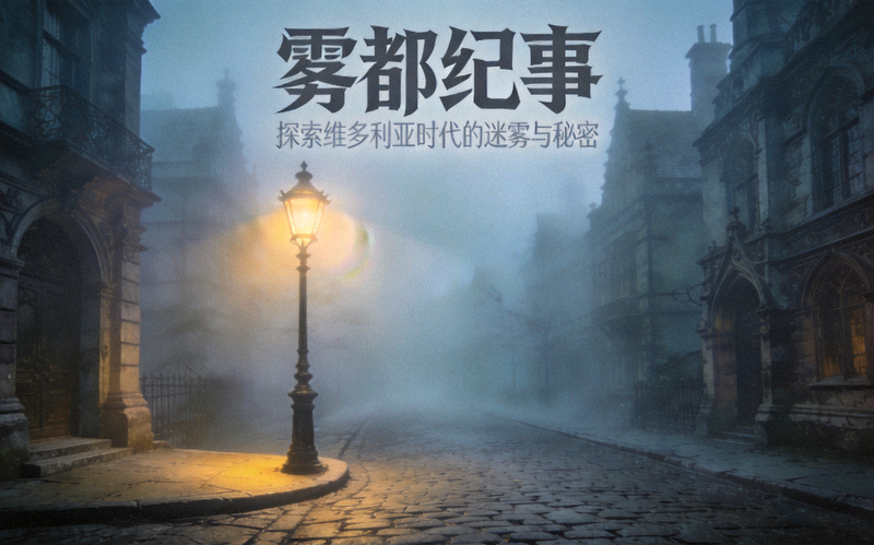 雾都纪事游戏封面图，画面为雾气笼罩的欧式街道与路灯